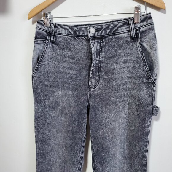 AFRM Fez Straight Leg Carpenter Jeans Hi-Rise Utility Acid Wash Women 28 x 30.5" - Picture 4 of 14